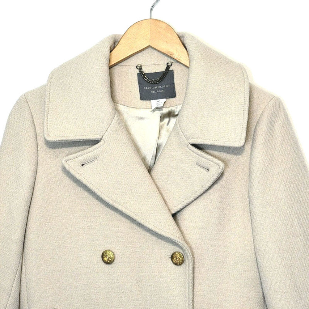 J.Crew Stadium Cloth Wool Cream Peacoat Double Breasted Classic Winter Coat 10T - Picture 16 of 16